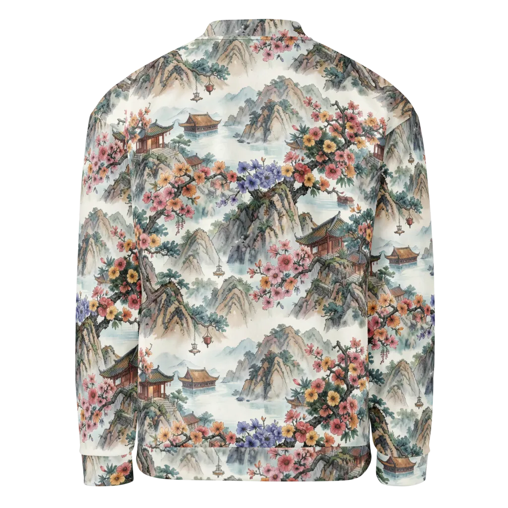 Jade Mountain Blossom on Bomber Jacket — Back