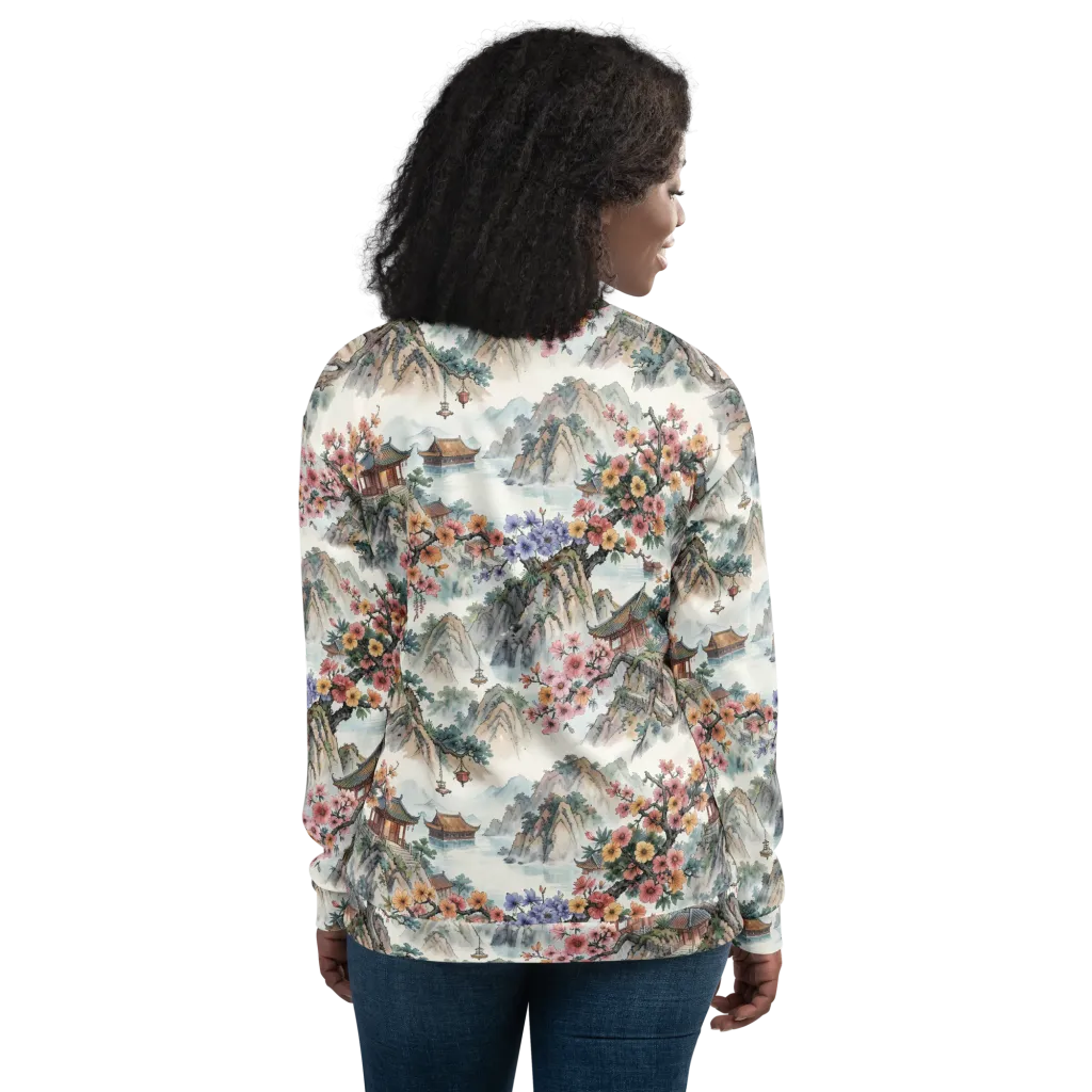 Jade Mountain Blossom on Bomber Jacket — Back
