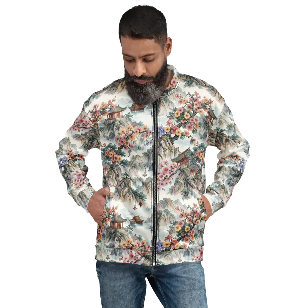 Jade Mountain Blossom on Bomber Jacket — Front
