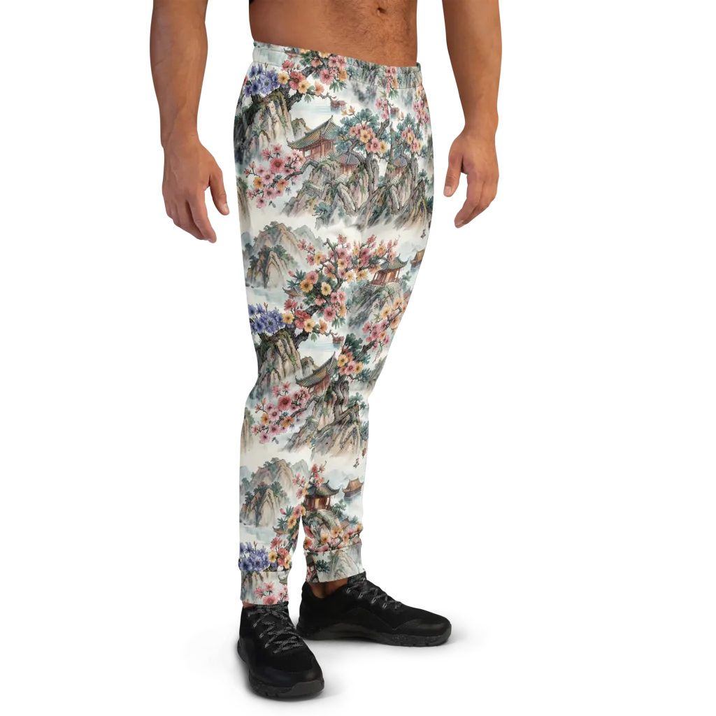 Jade Mountain Blossom on Men's Joggers — Right