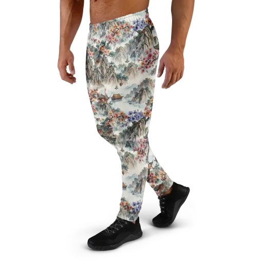Jade Mountain Blossom on a Men's Joggers