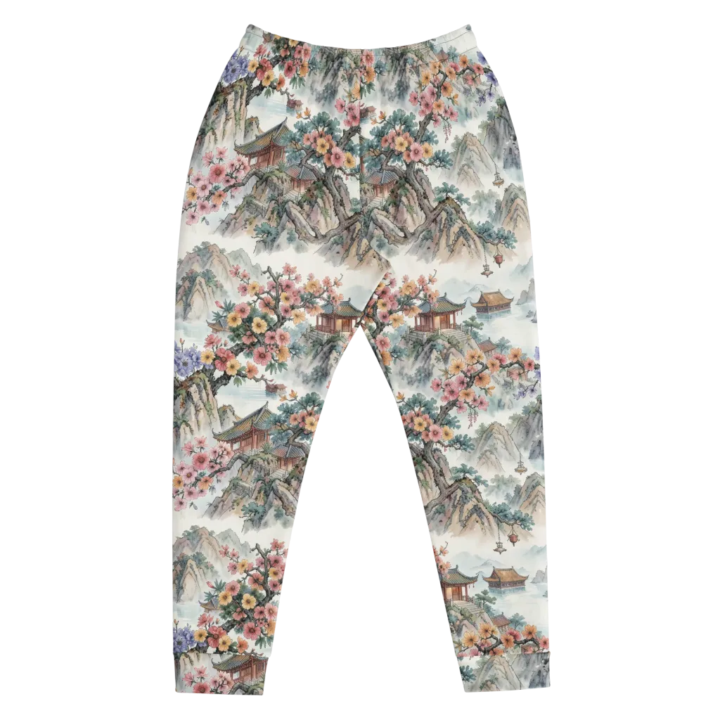 Jade Mountain Blossom on Men's Joggers — Front