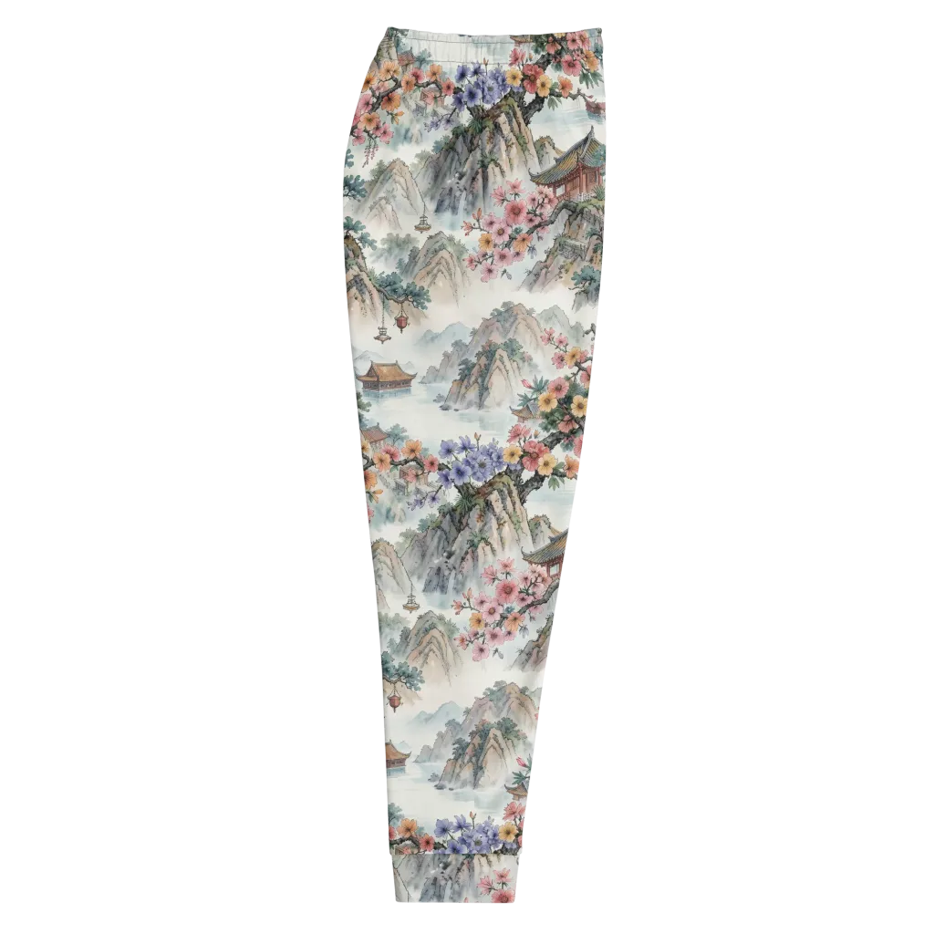 Jade Mountain Blossom on Men's Joggers — Right