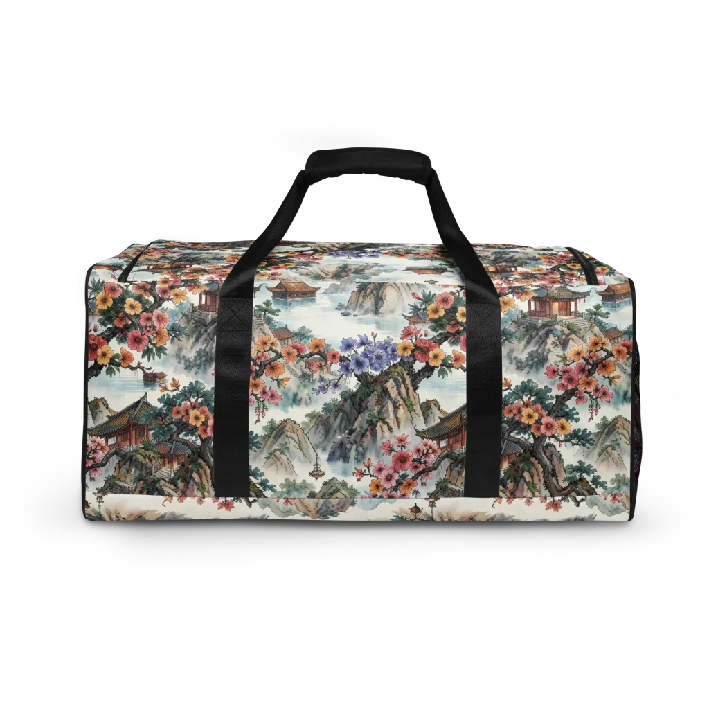Jade Mountain Blossom on Duffle Bag — Back