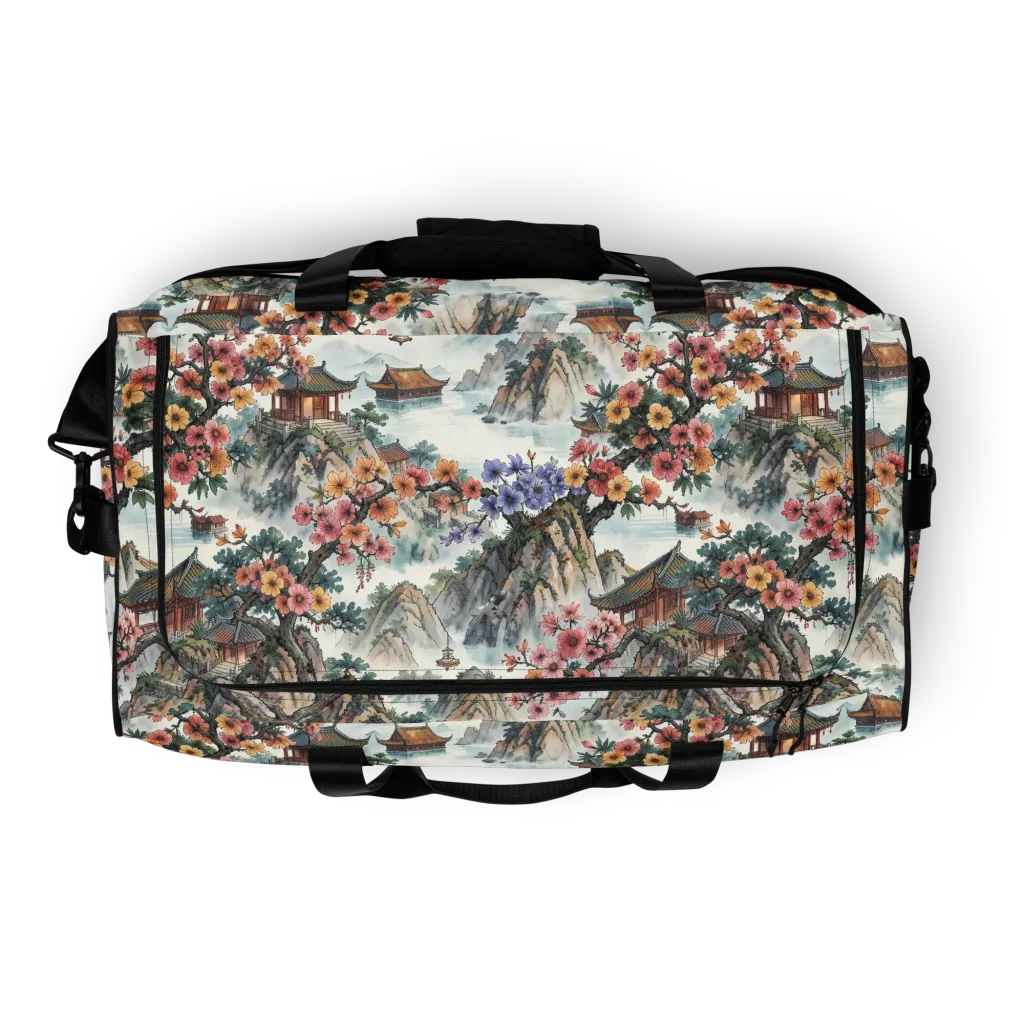 Jade Mountain Blossom on Duffle Bag — Top