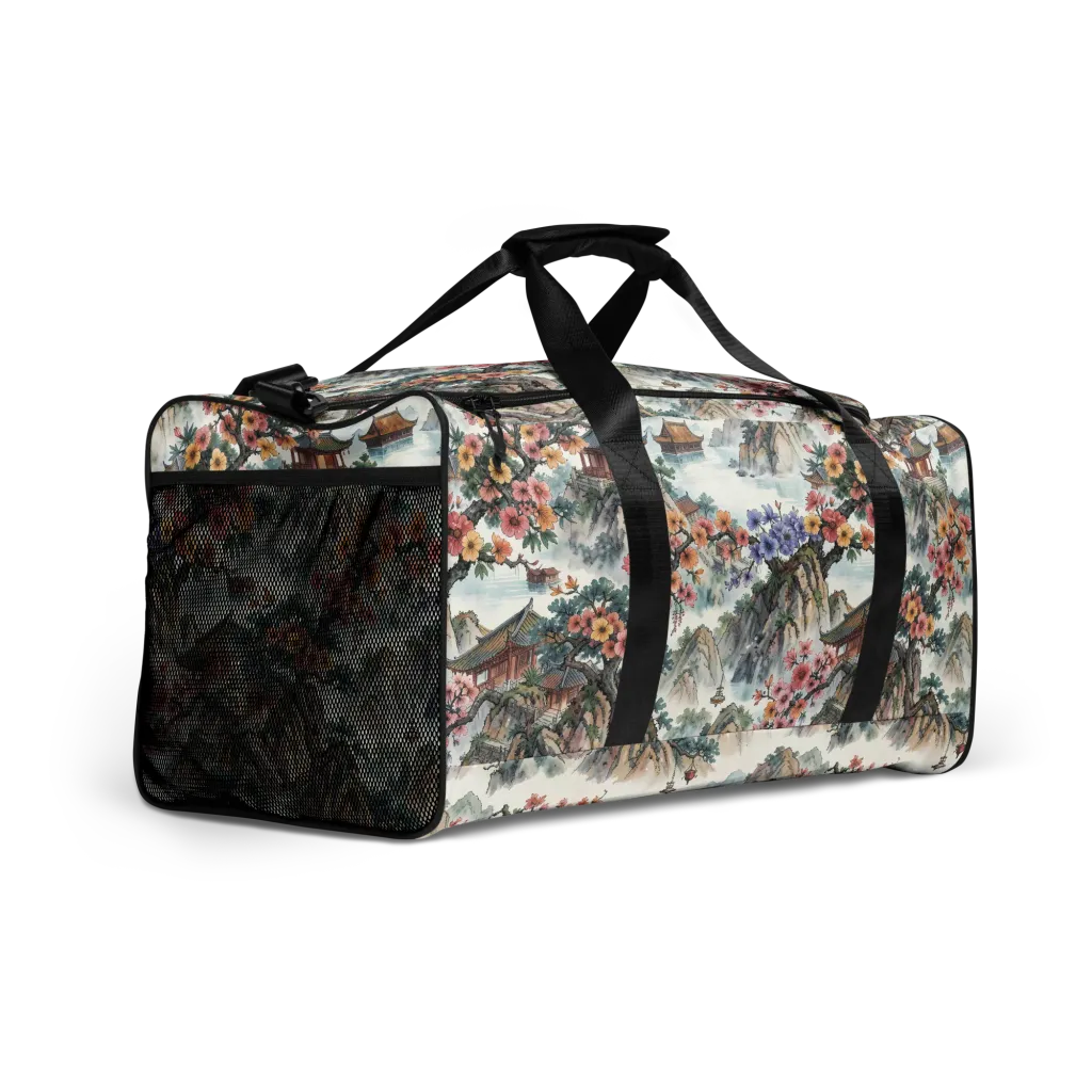 Jade Mountain Blossom on Duffle Bag — Right Front