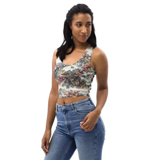 Jade Mountain Blossom on a Crop Top