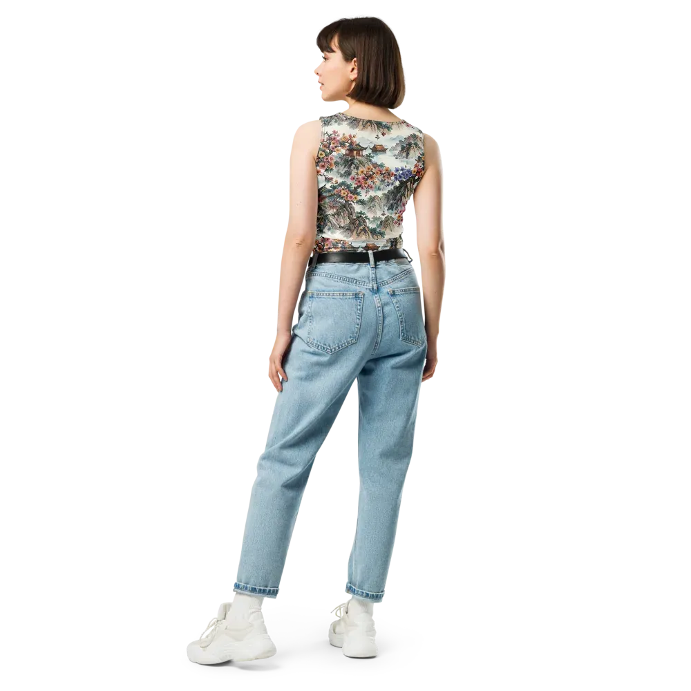 Jade Mountain Blossom on Crop Top — Back