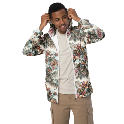 Jade Mountain Blossom on a Men's Windbreaker