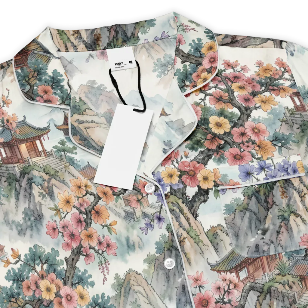Jade Mountain Blossom on Women's Short Sleeve Pajama Top — Product details