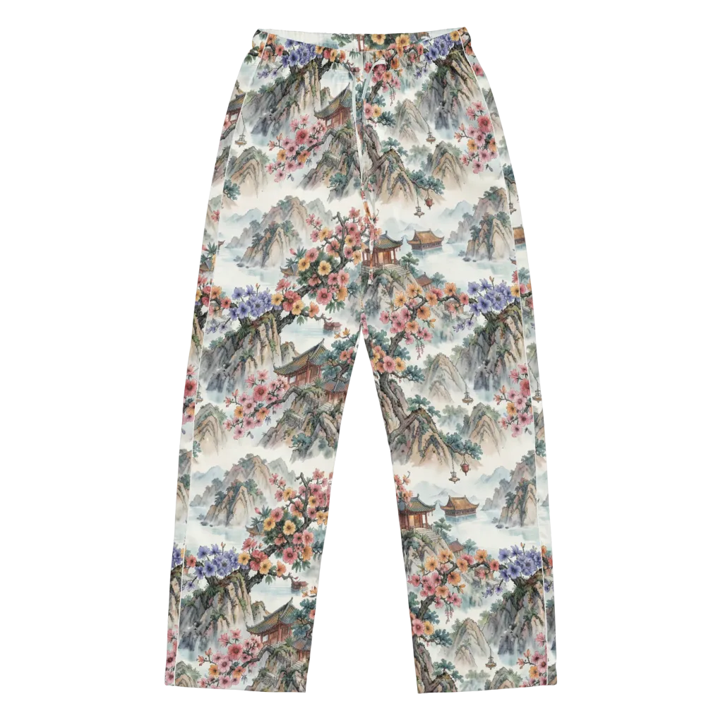 Jade Mountain Blossom on Women's Pajama Pants — Front