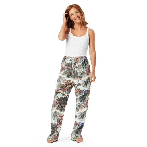 Jade Mountain Blossom on a Women's Pajama Pants