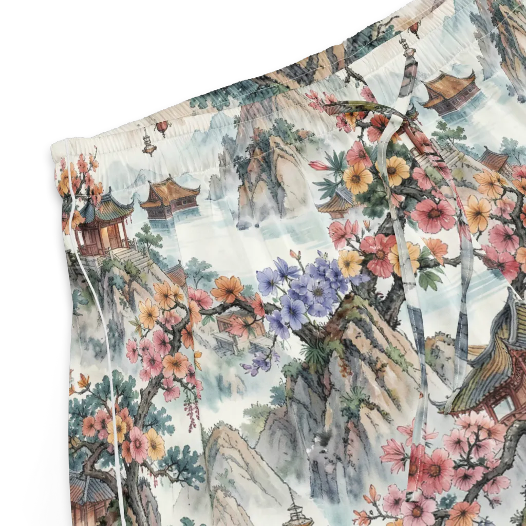Jade Mountain Blossom on Women's Pajama Shorts — Product details