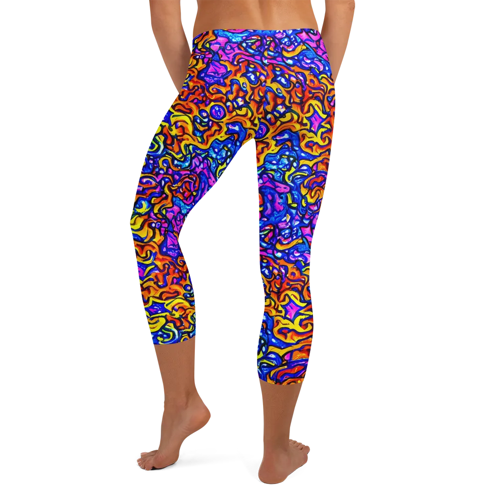 Saturated Whirl on Capri Leggings — Back