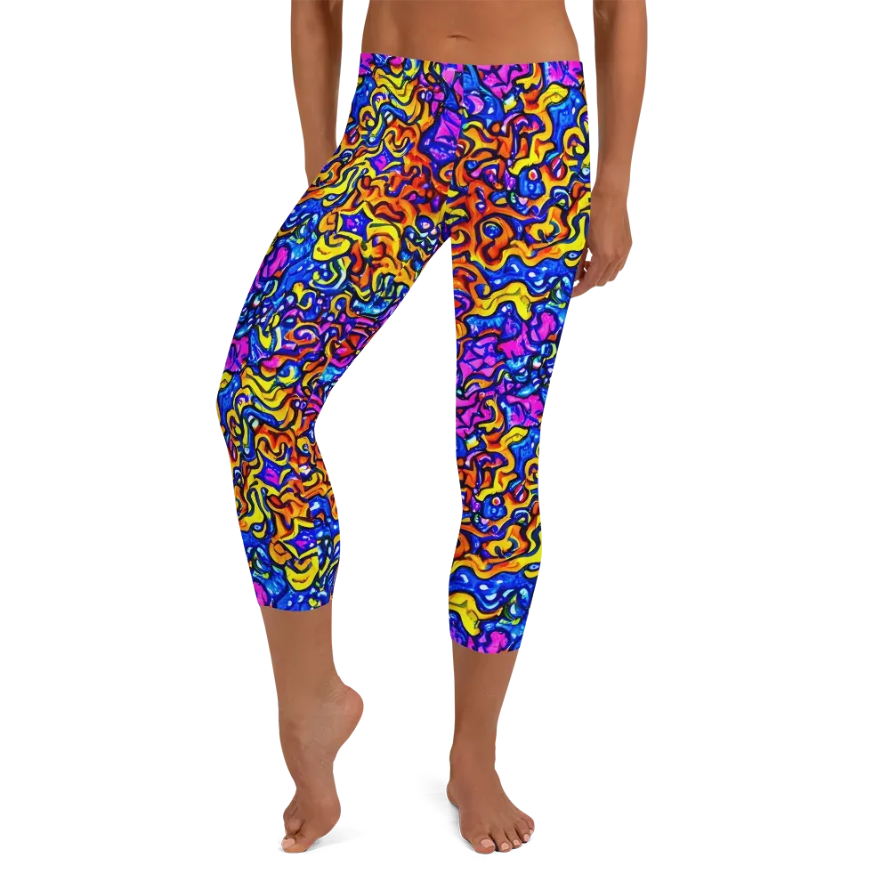 Saturated Whirl on Capri Leggings — Front