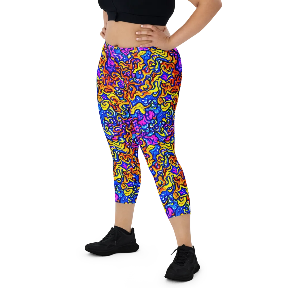 Saturated Whirl on Capri Leggings — Front