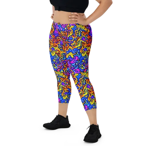 Saturated Whirl on a Capri Leggings