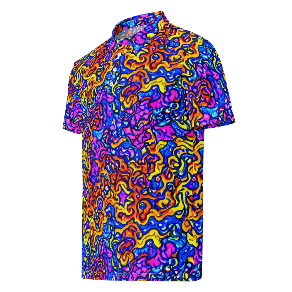 Saturated Whirl on Men's Slim Fit Polo Shirt — Left Front