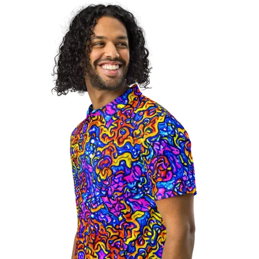 Saturated Whirl on a Men's Slim Fit Polo Shirt