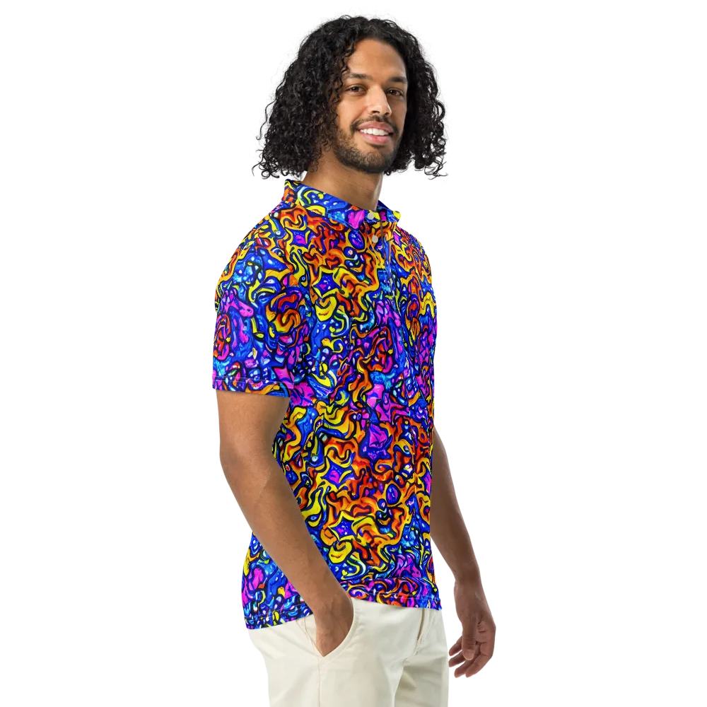 Saturated Whirl on Men's Slim Fit Polo Shirt — Right Front