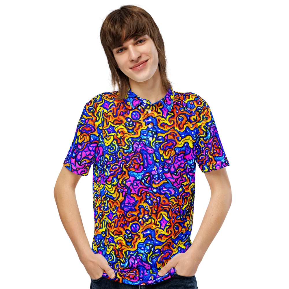 Saturated Whirl on Men's Slim Fit Polo Shirt — Front