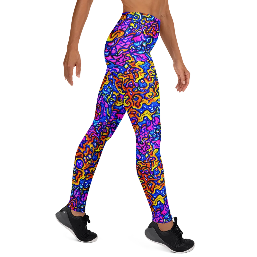 Saturated Whirl on Yoga Leggings — Right