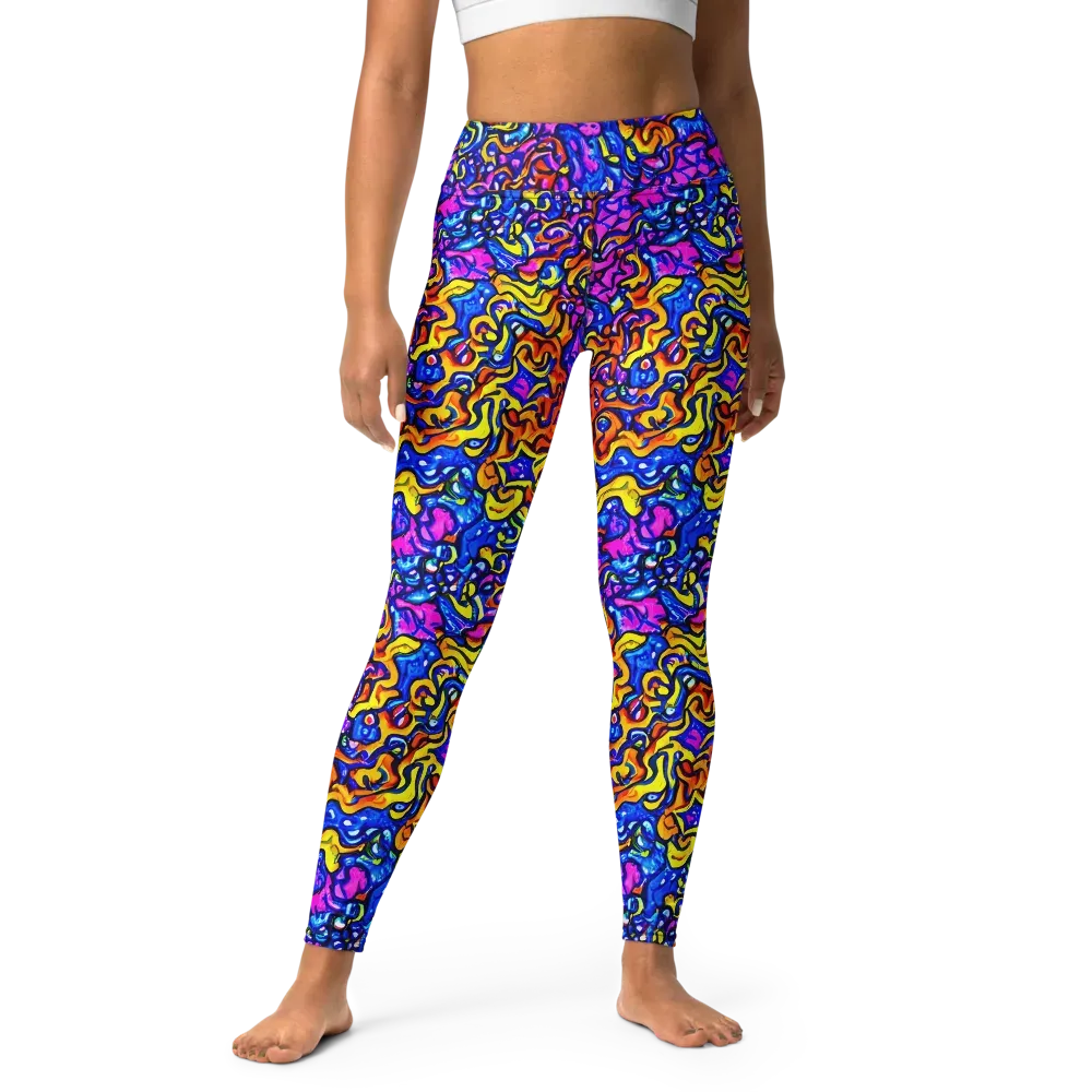 Saturated Whirl on Yoga Leggings — Front