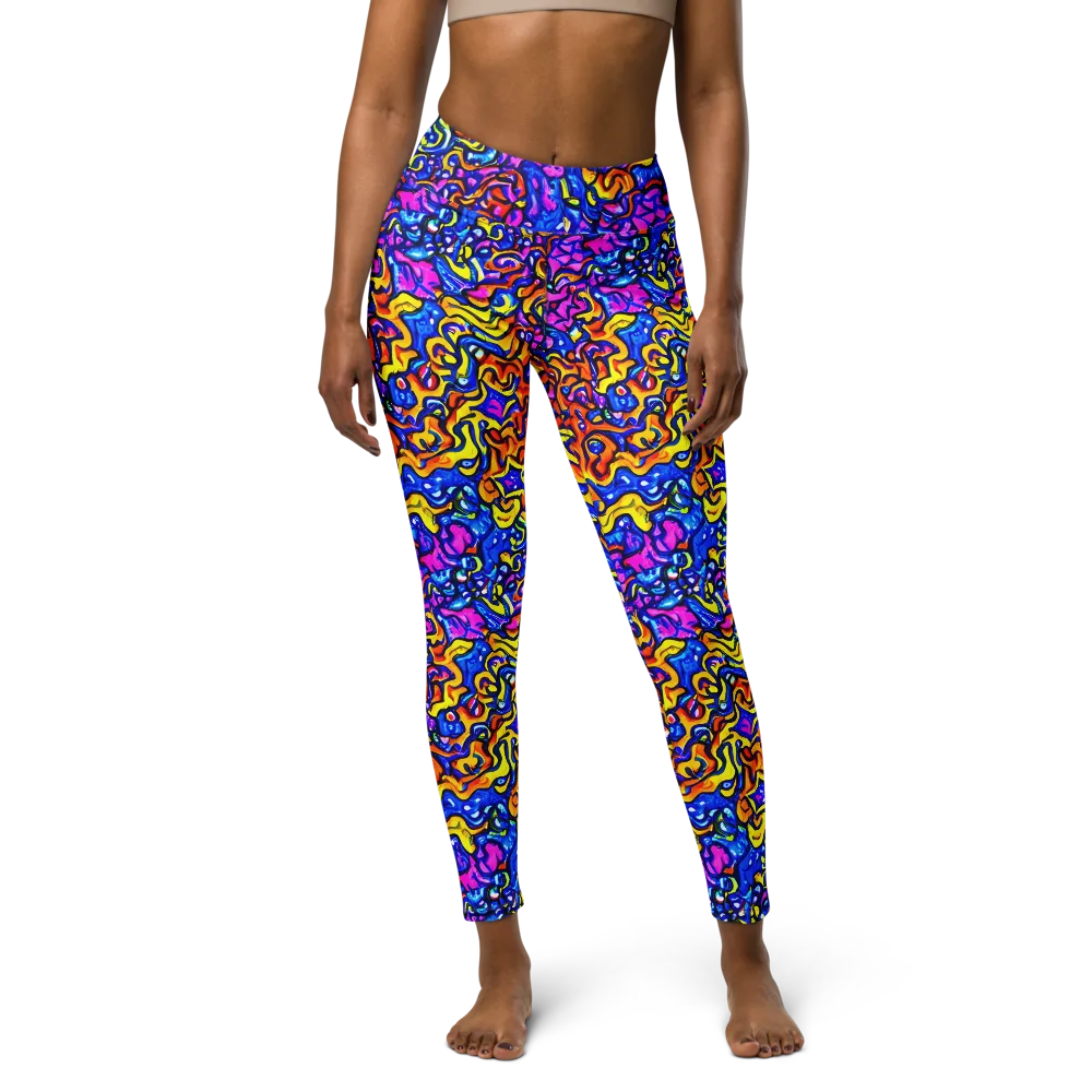 Saturated Whirl on Yoga Leggings — Front