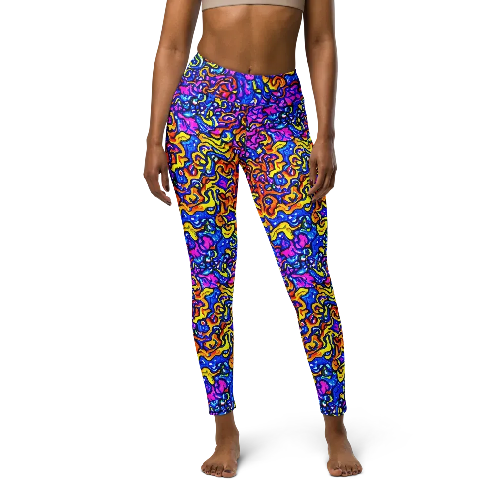 Saturated Whirl on Yoga Leggings — Front