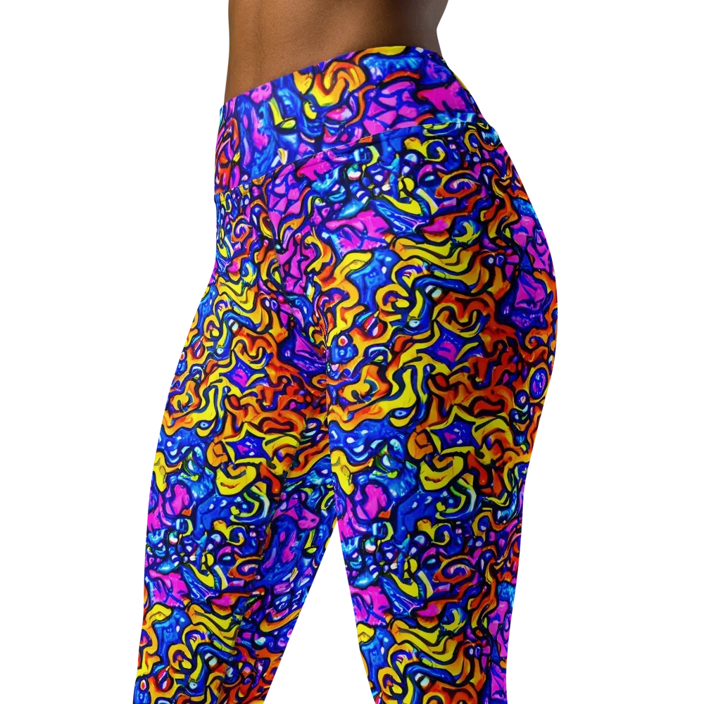 Saturated Whirl on Yoga Leggings — Left Front