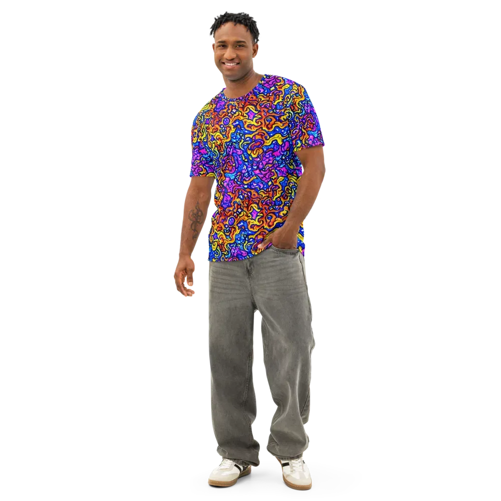 Saturated Whirl on Men's Cotton Crew Neck T-Shirt — Front
