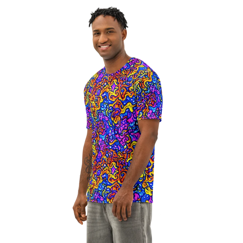 Saturated Whirl on Men's Cotton Crew Neck T-Shirt — Left Front