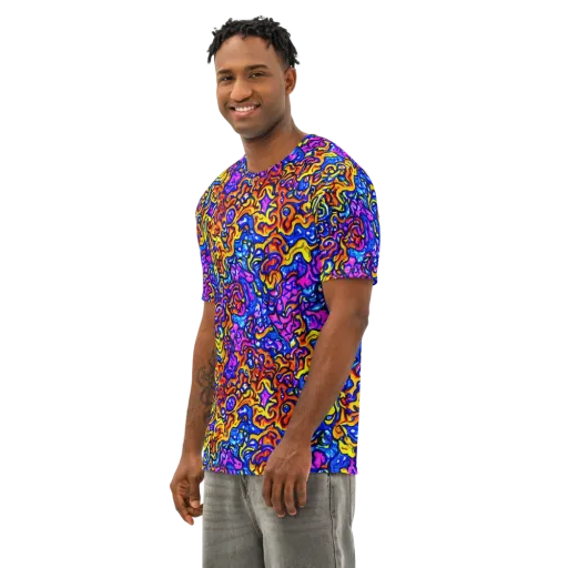 Saturated Whirl on a Men's Cotton Crew Neck T-Shirt