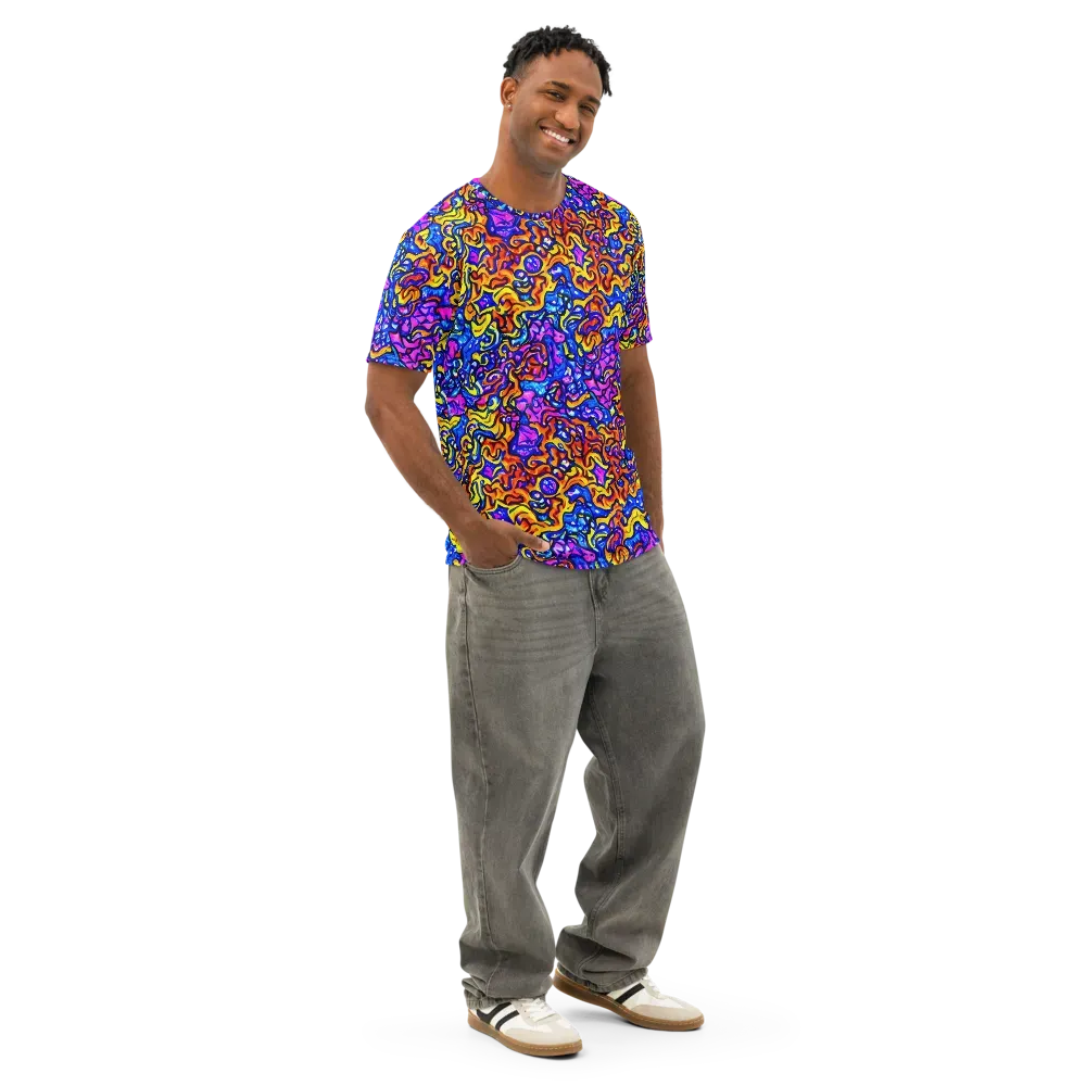 Saturated Whirl on Men's Cotton Crew Neck T-Shirt — Right Front
