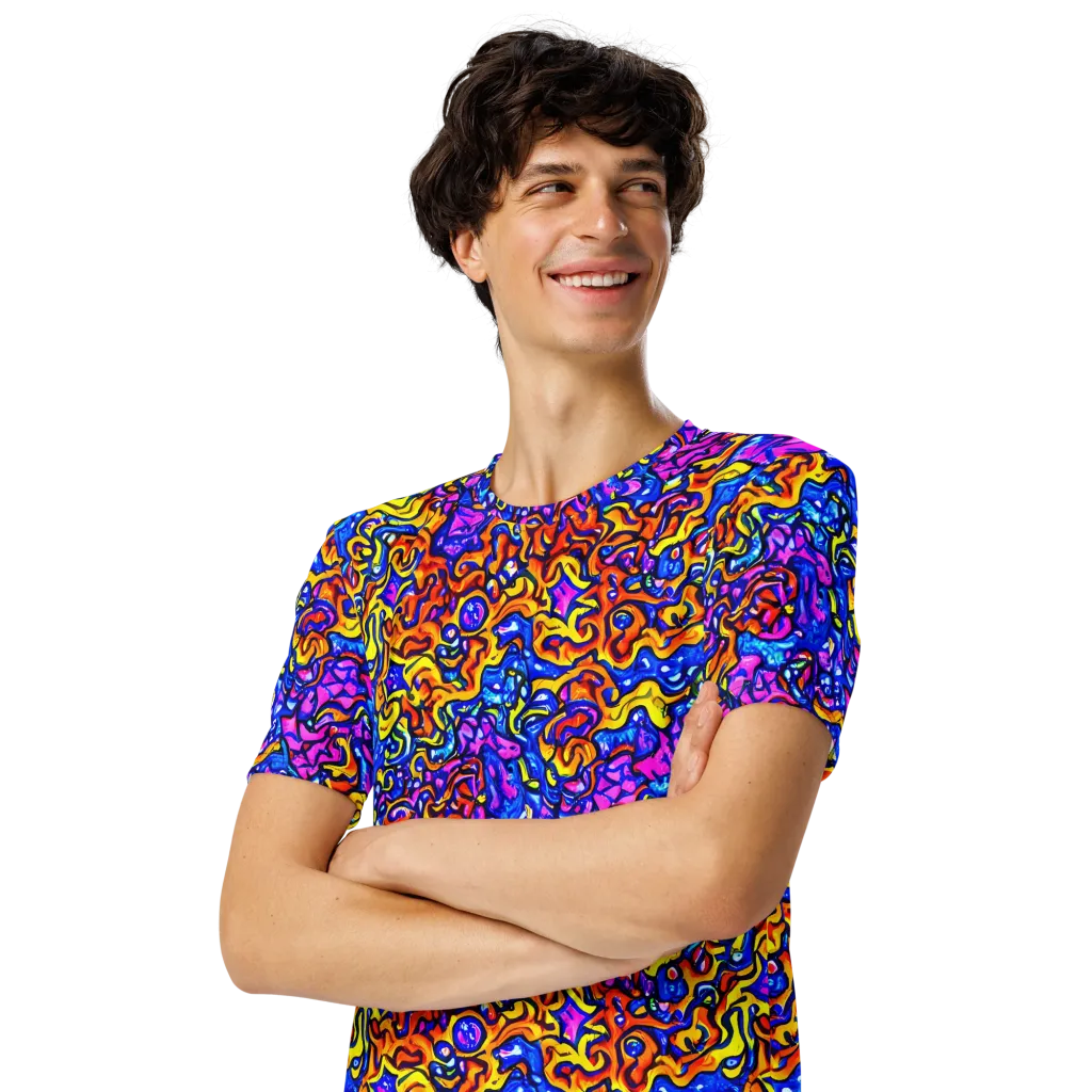 Saturated Whirl on Men's Crew Neck T-Shirt — Left Front