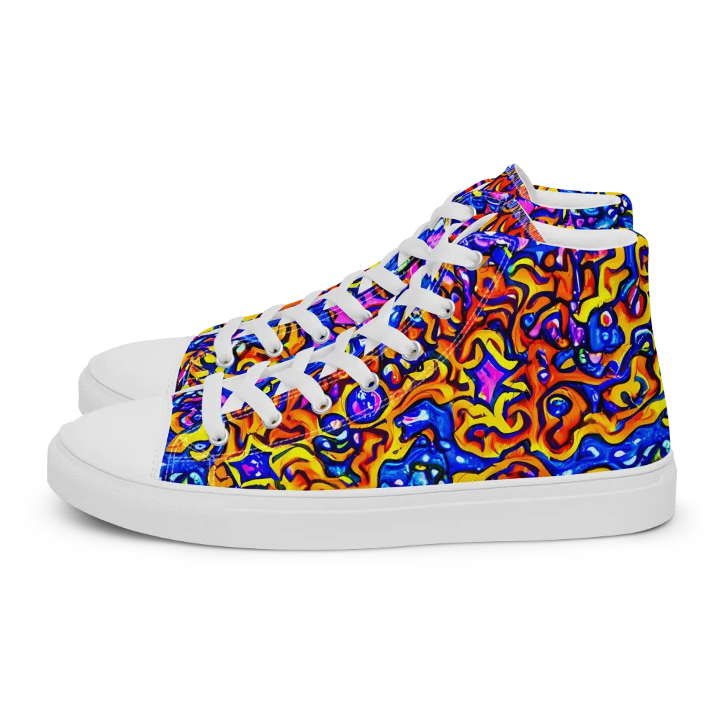 Saturated Whirl on Men's High Top Canvas Shoes — Left