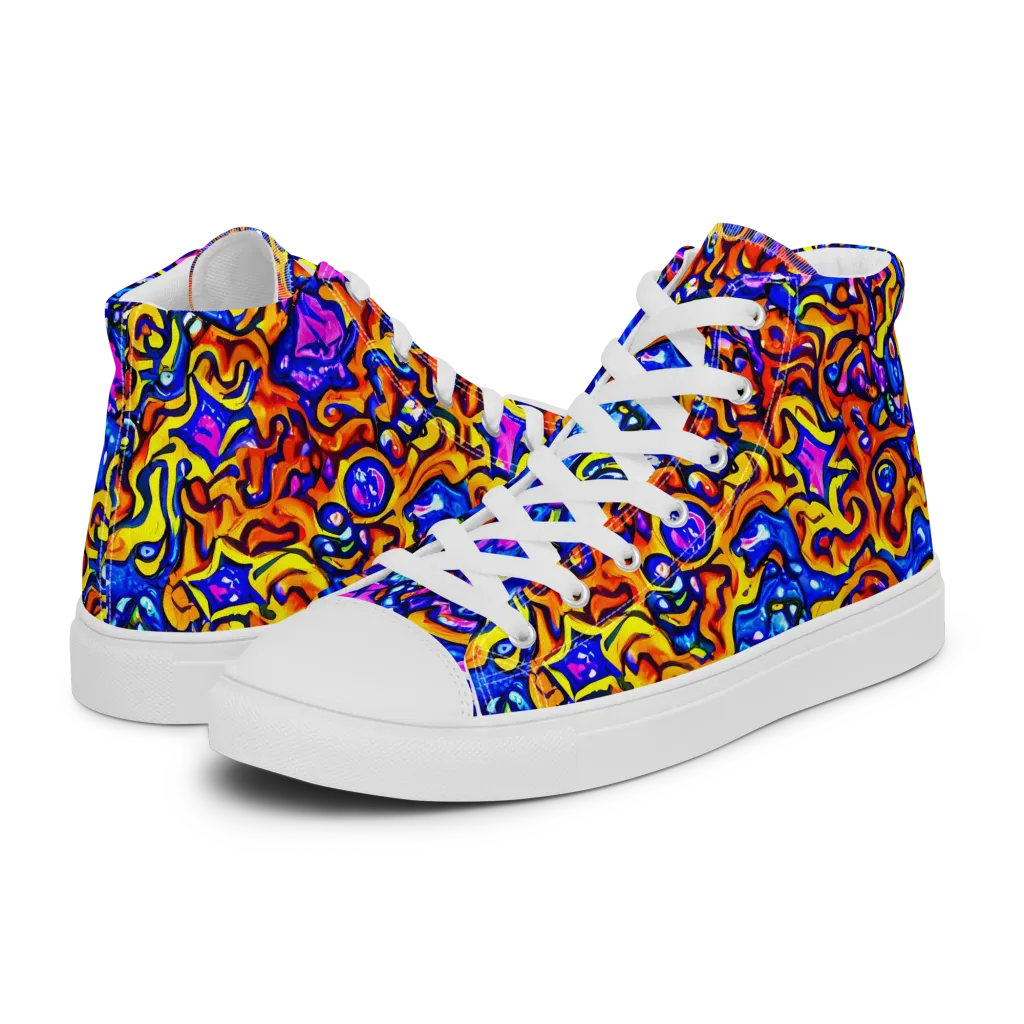 Saturated Whirl on Men's High Top Canvas Shoes — Left