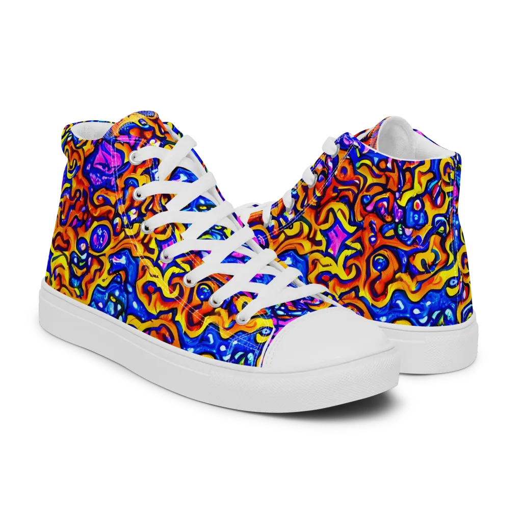 Saturated Whirl on Men's High Top Canvas Shoes — Right