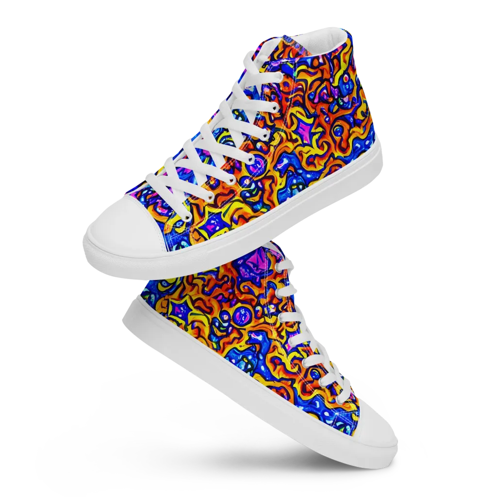 Saturated Whirl on Men's High Top Canvas Shoes — Front