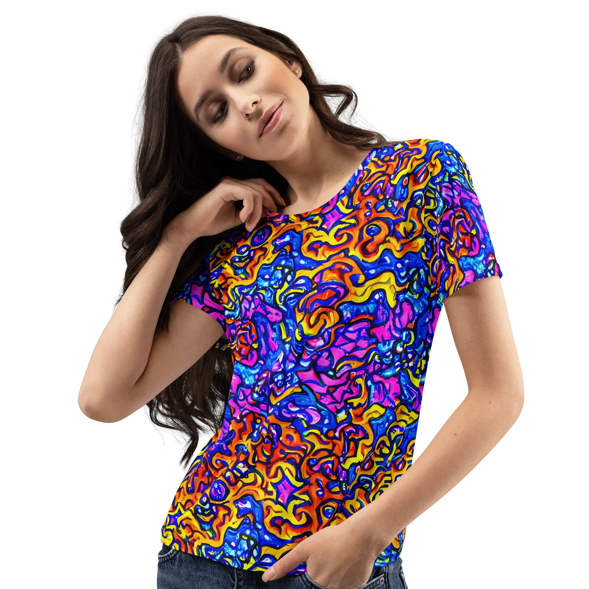 Saturated Whirl on Women's Crew Neck T-Shirt — Left Front