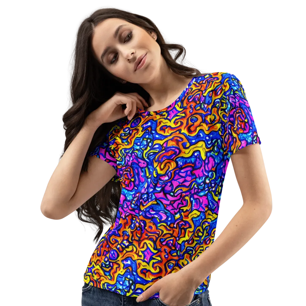 Saturated Whirl on Women's Crew Neck T-Shirt — Left Front