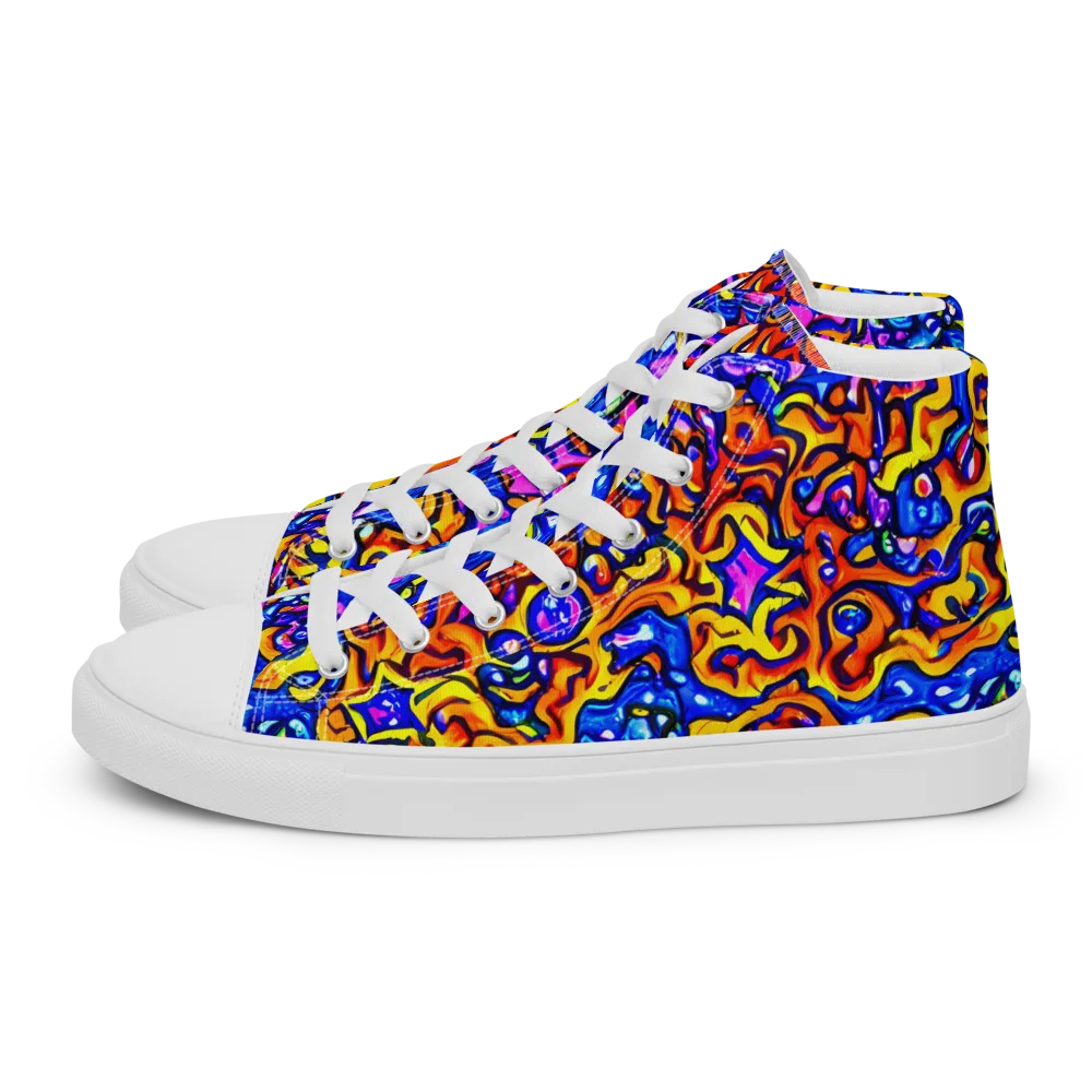 Saturated Whirl on Women's High Top Canvas Shoes — Left