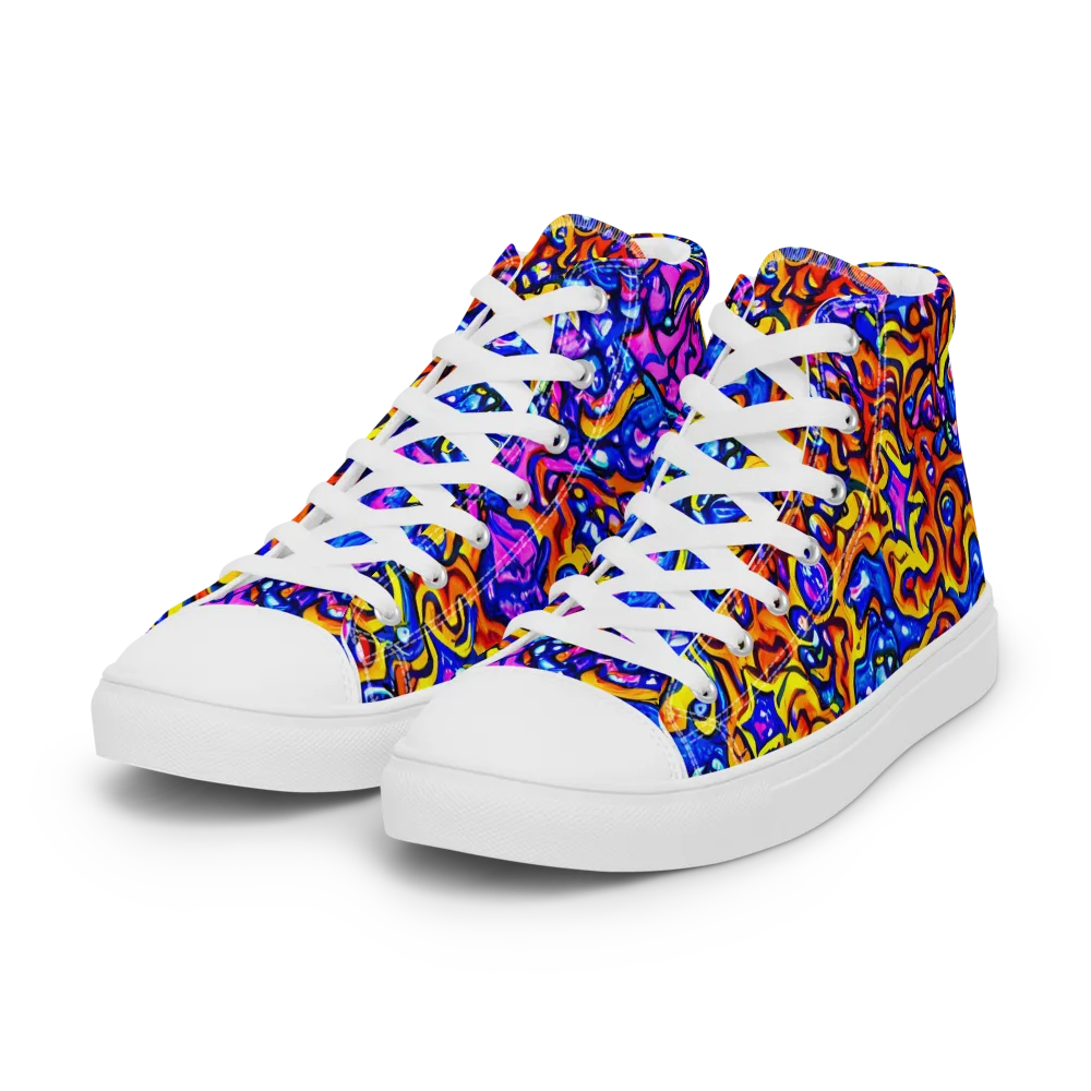 Saturated Whirl on Women's High Top Canvas Shoes — Left Front
