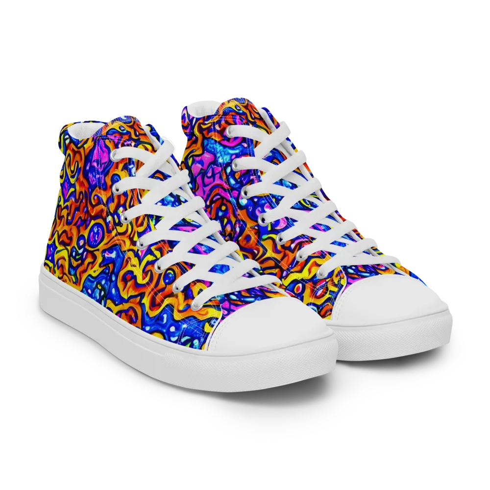 Saturated Whirl on Women's High Top Canvas Shoes — Right Front