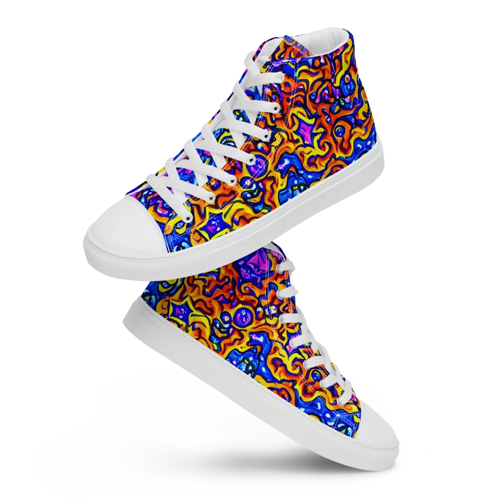 Saturated Whirl on Women's High Top Canvas Shoes — Front