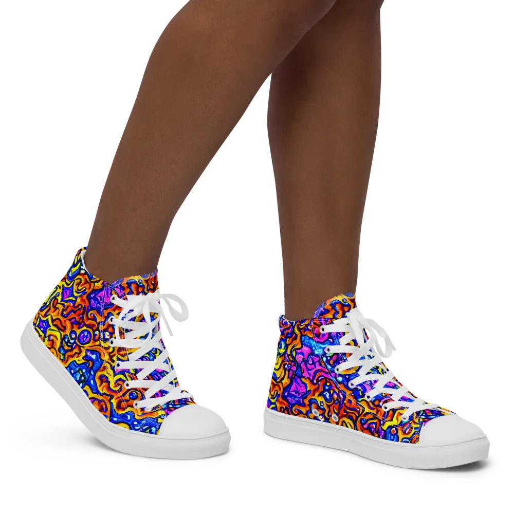 Saturated Whirl on Women's High Top Canvas Shoes — Right