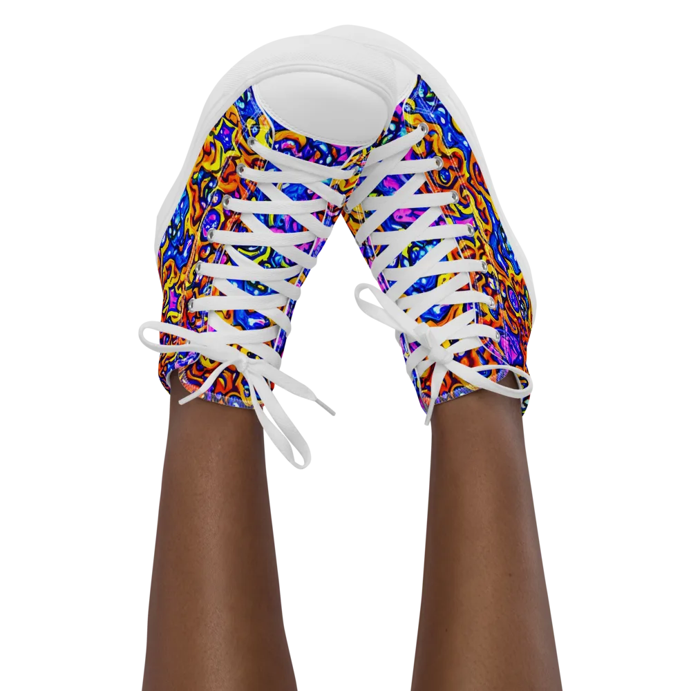 Saturated Whirl on Women's High Top Canvas Shoes — Front