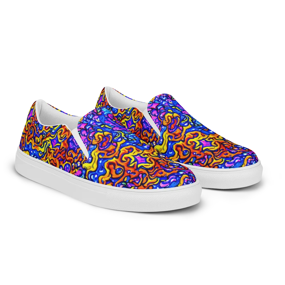 Saturated Whirl on Men's Slip-On Canvas Shoes — Right Front