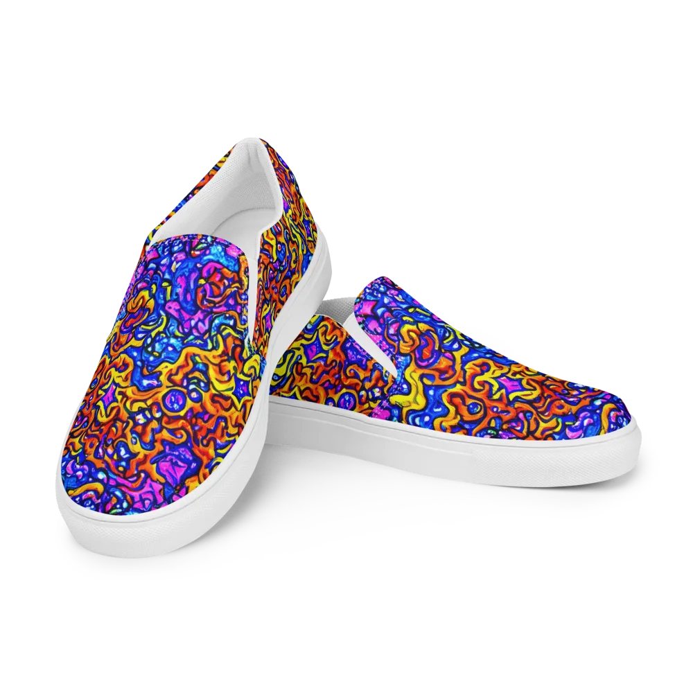 Saturated Whirl on Men's Slip-On Canvas Shoes — Left Front