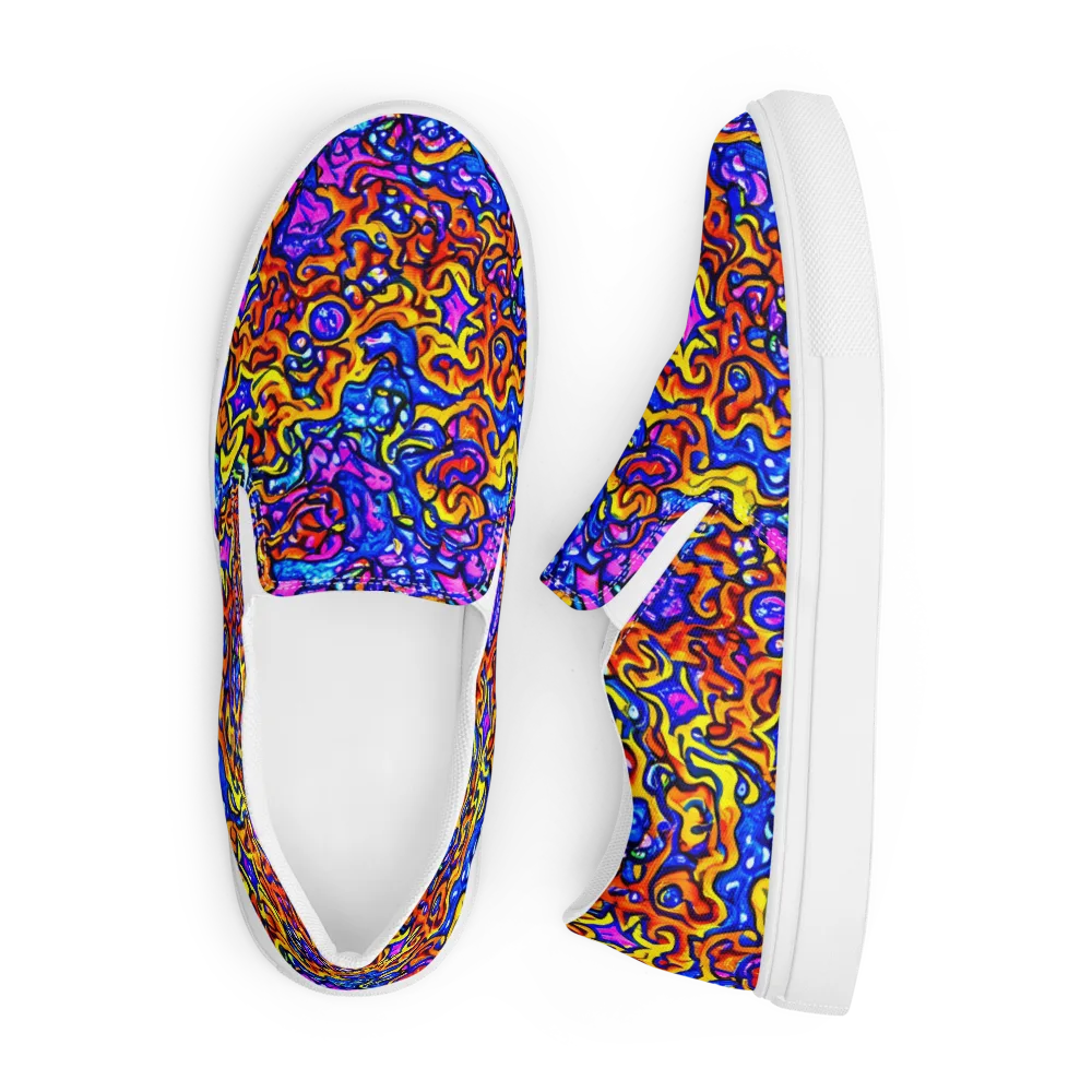 Saturated Whirl on Men's Slip-On Canvas Shoes — Front